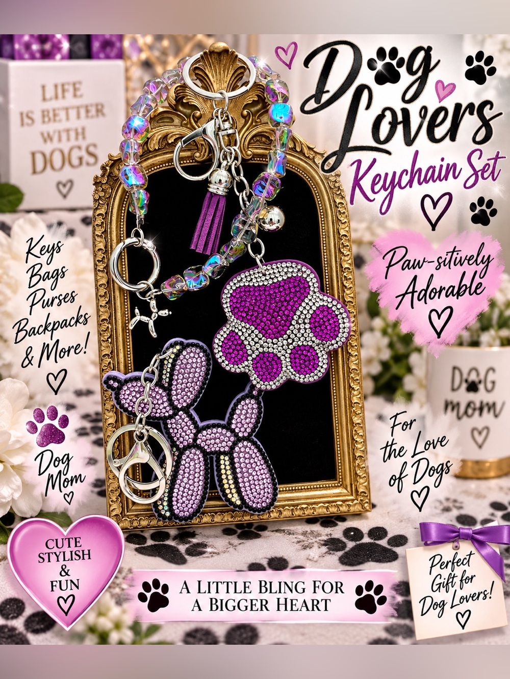 Dog lovers keychain set 💜 🐾